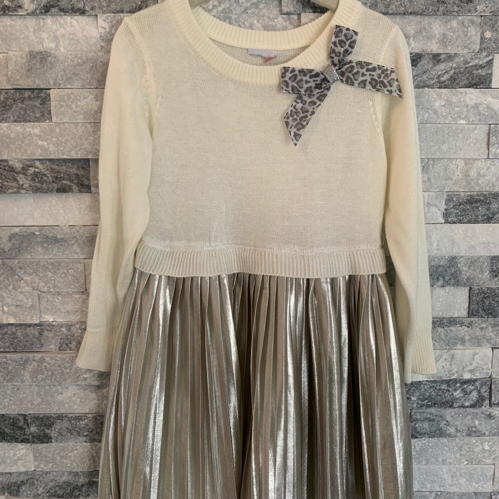 Beautiful Girl’s Sweater Dress with Pleated Skirt